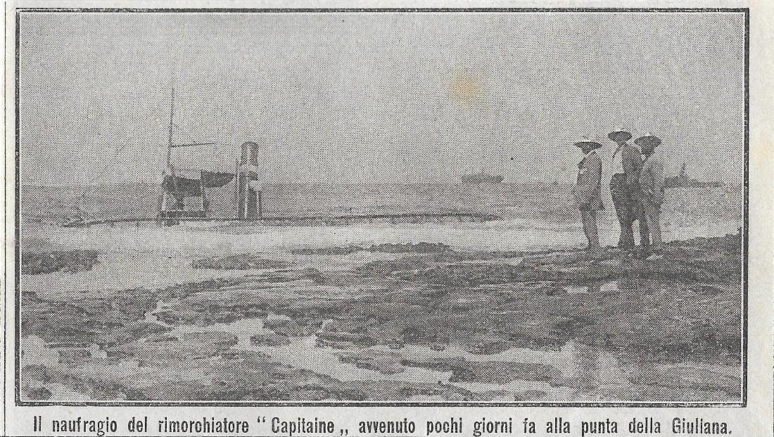 Bengasi. Il naufragio del rimorchiatore Capitaine. Stampa 1912