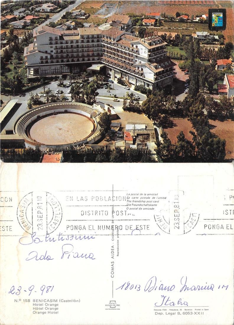 Benicasim (Castellon). Hotel Orange. Viaggiata 1981