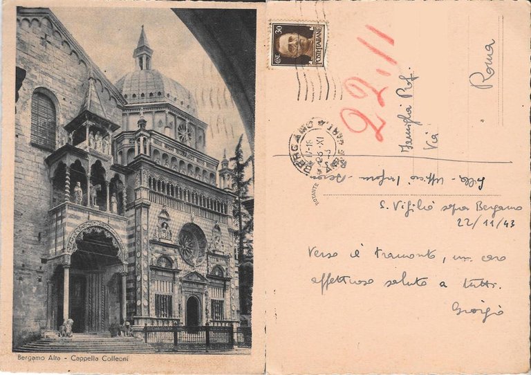 Bergamo Alta. Cappella Colleoni. Viaggiata 1943