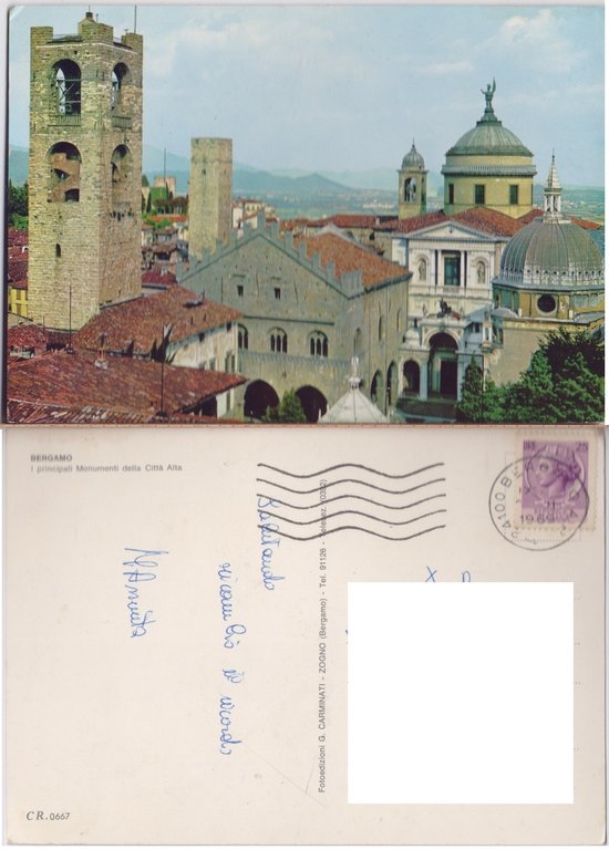 Bergamo. I principali Monumenti della Città Alta. Viaggiata 1969
