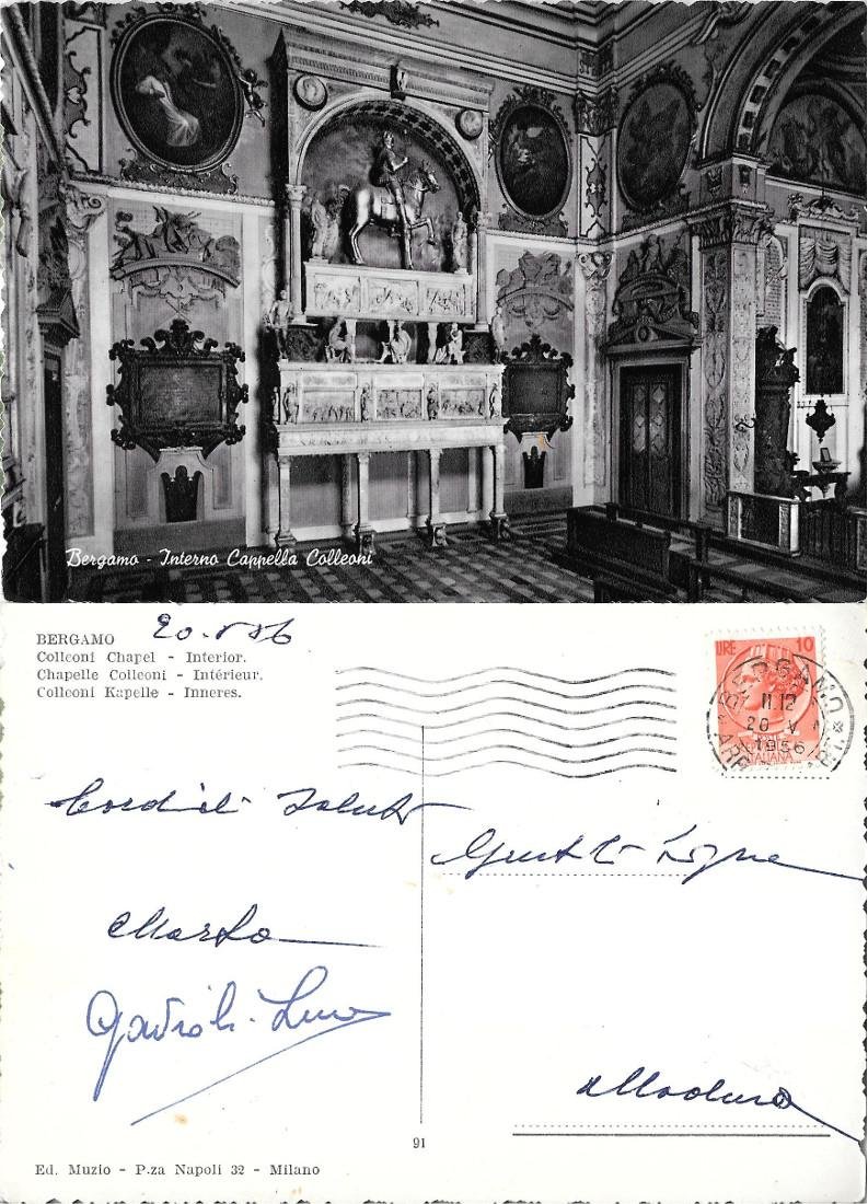 Bergamo. Interno Cappella Colleoni. Viaggiata 1956