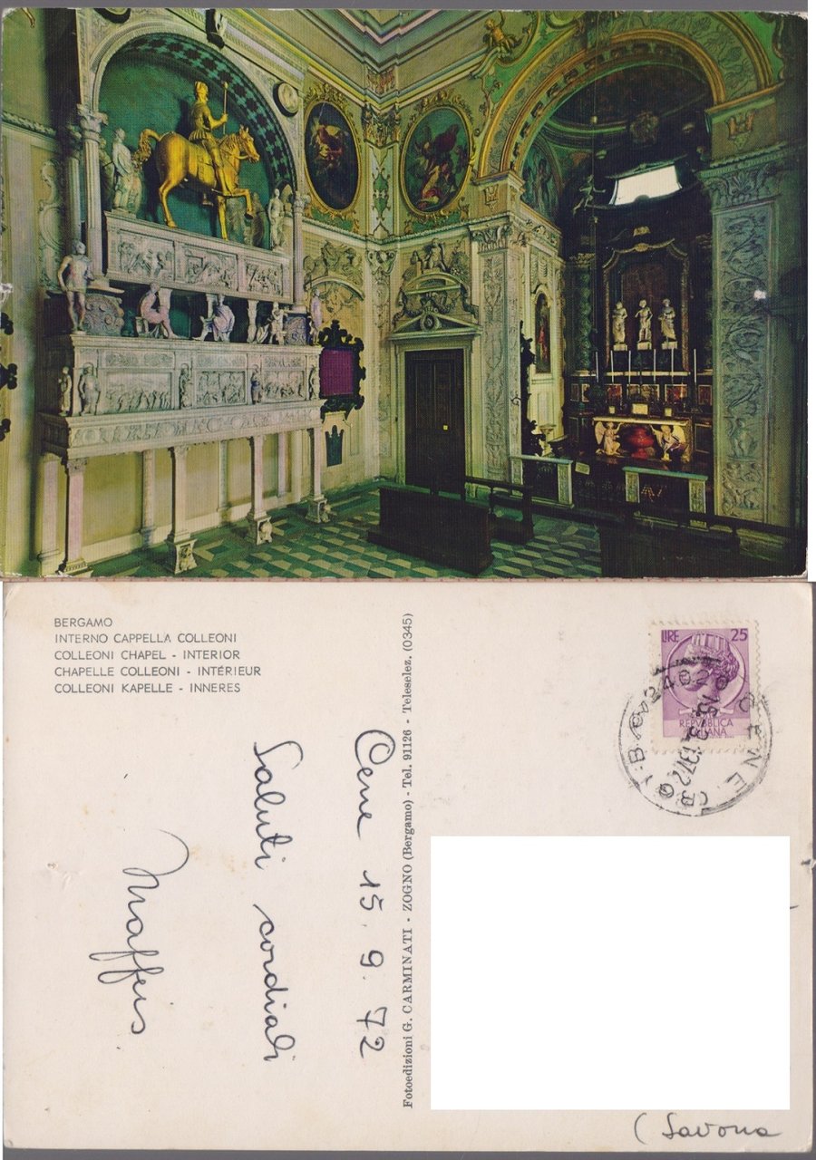 Bergamo. Interno Cappella Colleoni. Viaggiata 1972