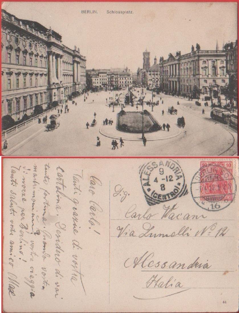 Berlin. Schkossplatz. Viaggiata 1912, animata