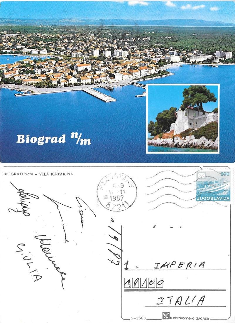 Biograd na mura(CRO). Vila Katarina. viaggiata 1987