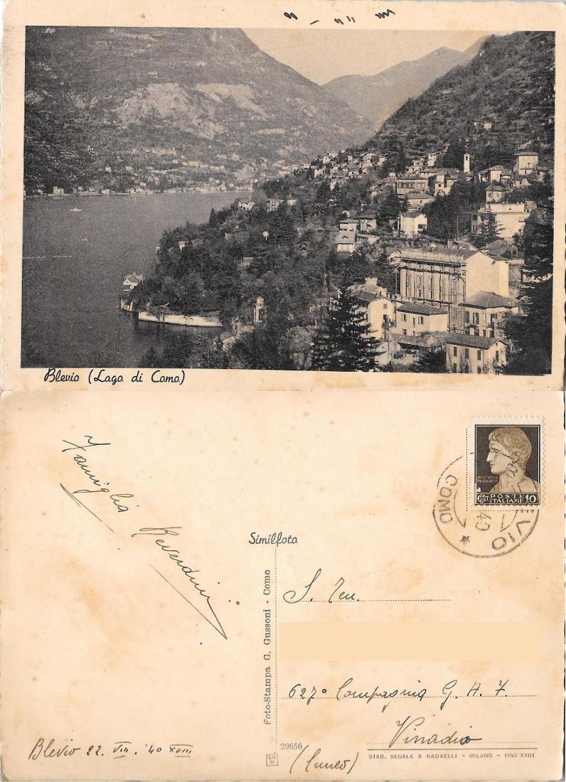 Blevio. Lago di Como. Viaggiata 1940