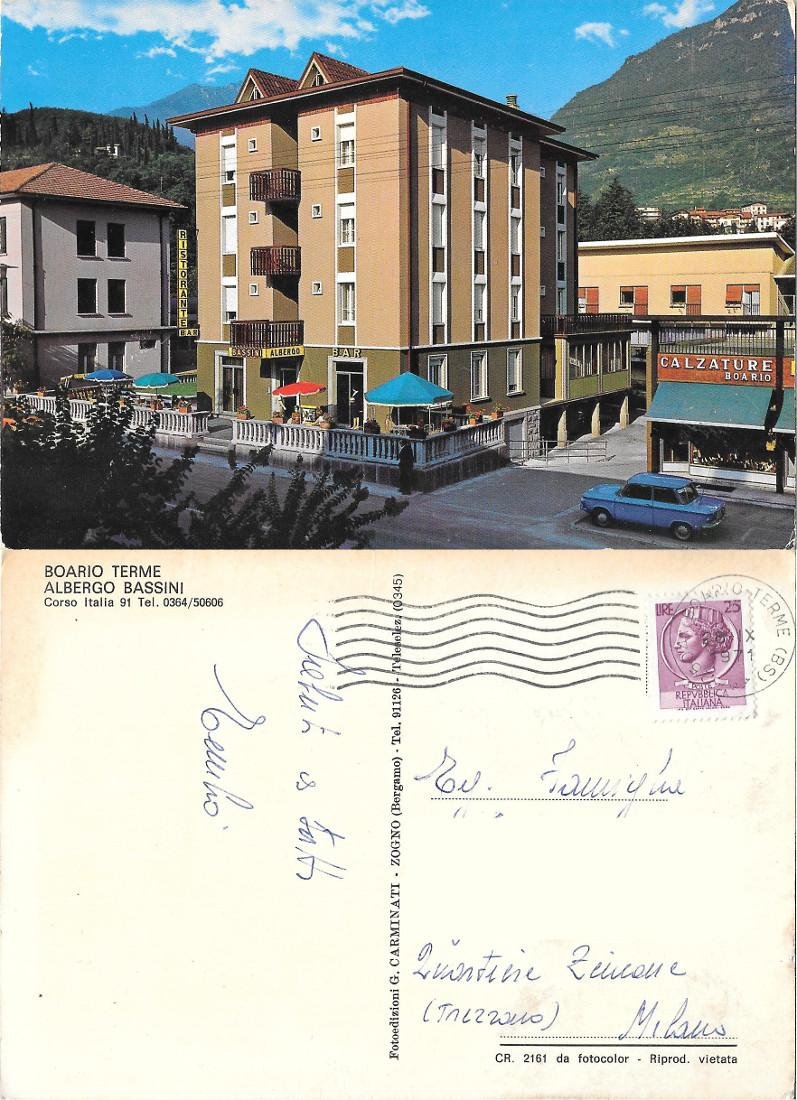 Boario Terme, Albergo Bassini. Viaggiata 1971