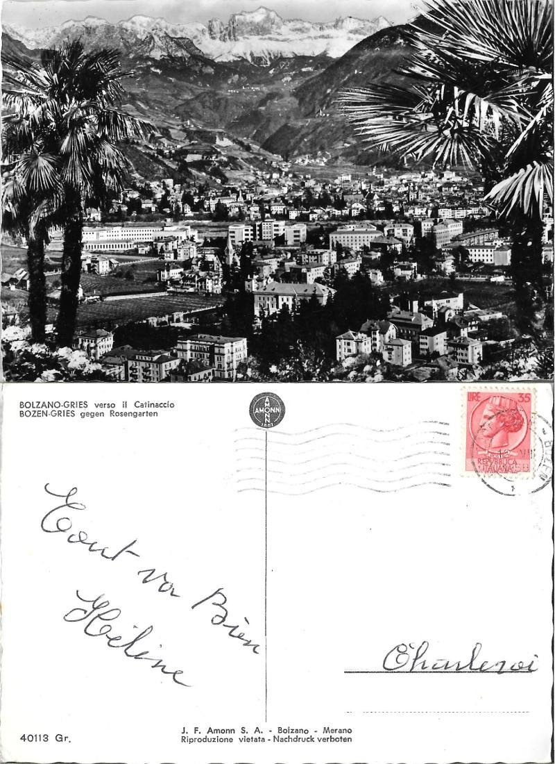 Bolzano-Gries. Verso il Catinaccio. Viaggiata 1958
