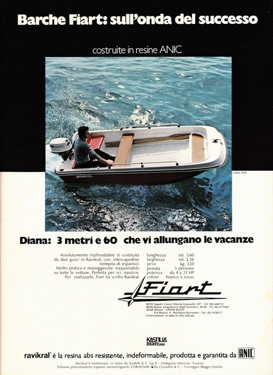 Bombole Aralu Technisub/Diana 3 metri e 60, Fiart. Advertising 1974