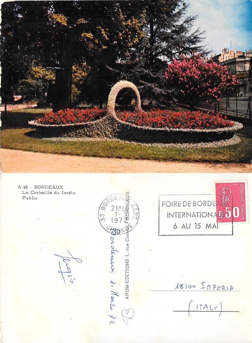 Bordeaux. La corbeille du jardin public. viaggiata 1972