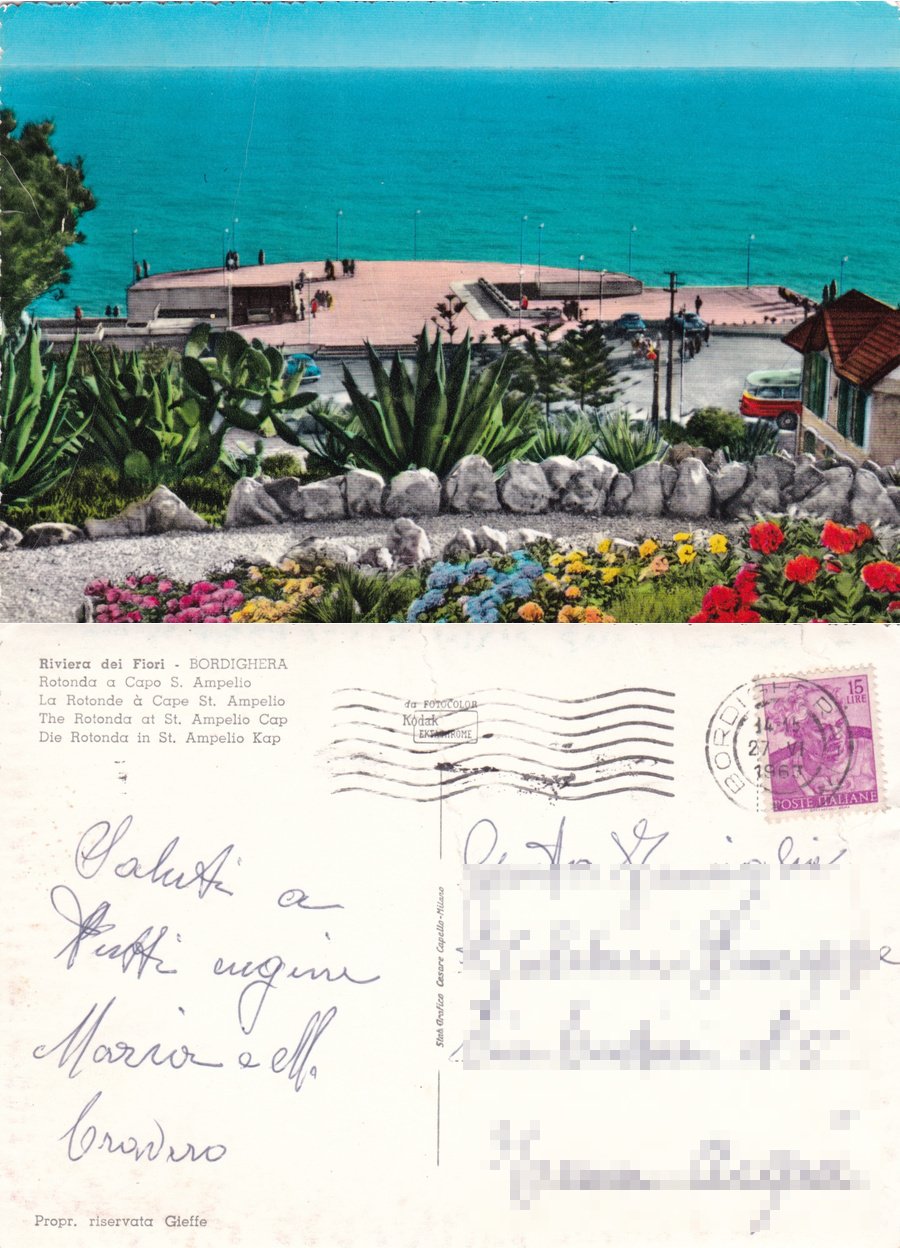Bordighera (IM). Rotonda a Capo S. Ampelio. Viaggiata 1963