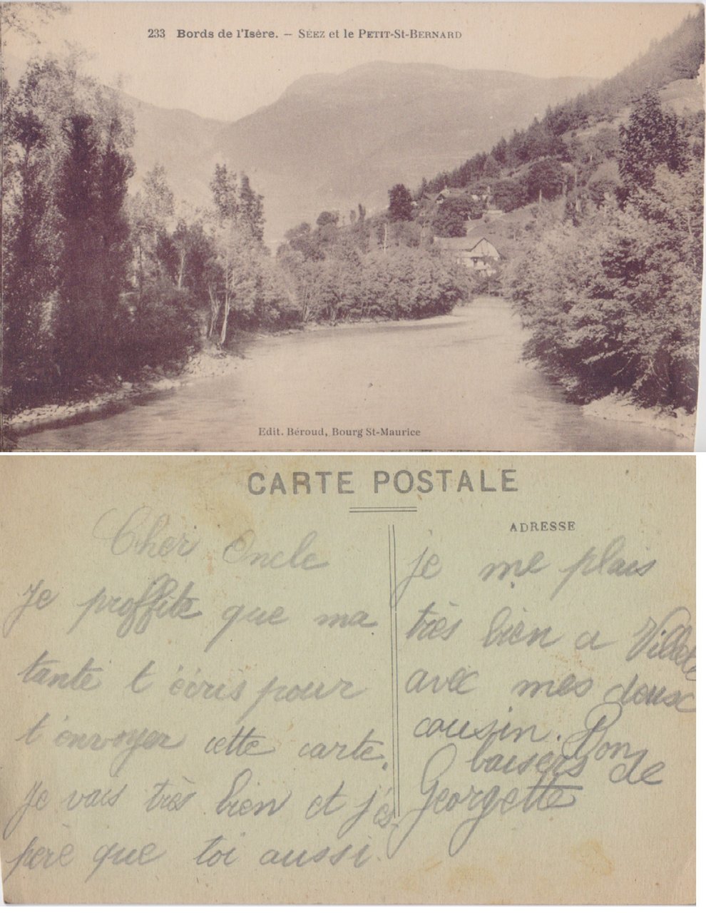 Bords de l'Isere. Seez et le Petit St. Bernard. Non …