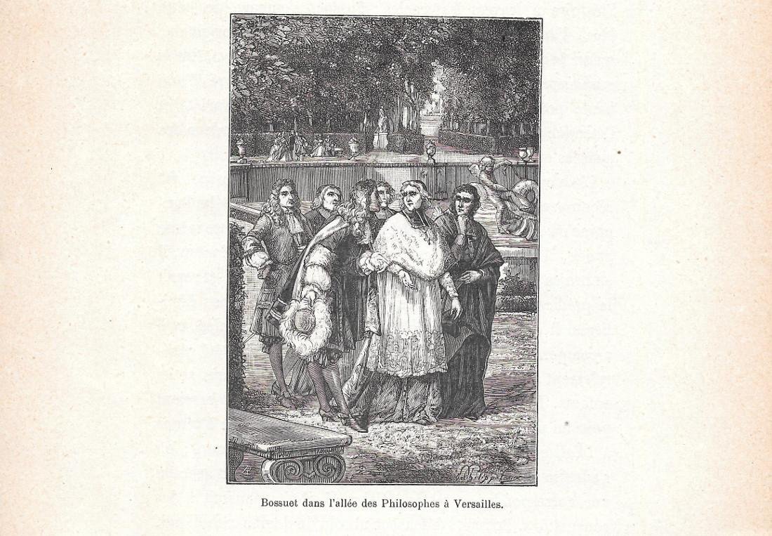 Boussuet dans l'allee des Philosophes a Versailles. Stampa 1888