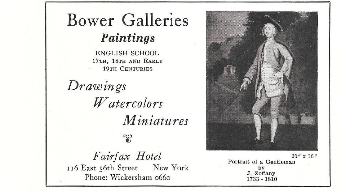 Bower Galleries, New York. Drawing, watercolors, miniatures. Pubblicita 1929