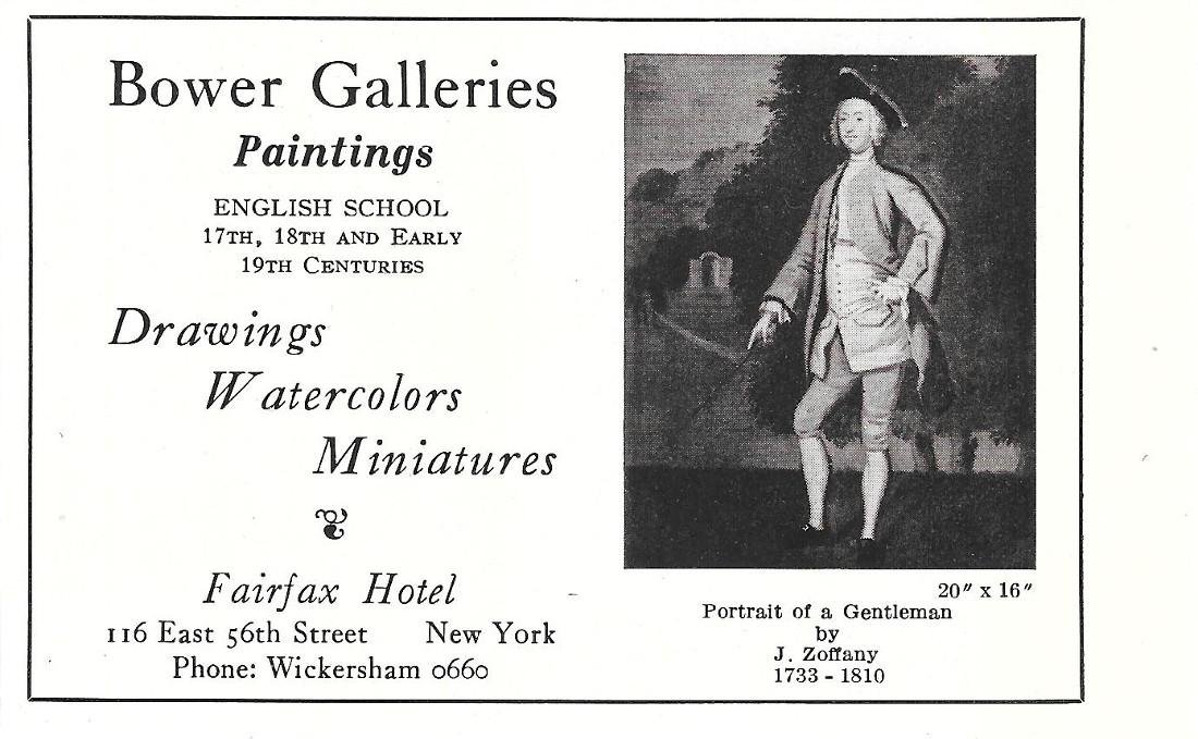 Bower Galleries, New York. Pubblicita 1929
