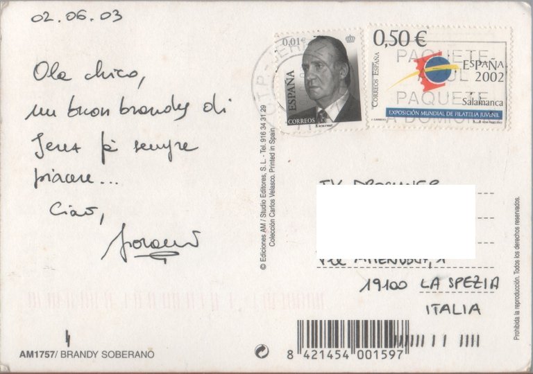 Brandy Soberano (riproduzione manifesto pubblicitario). Viaggiata 2003