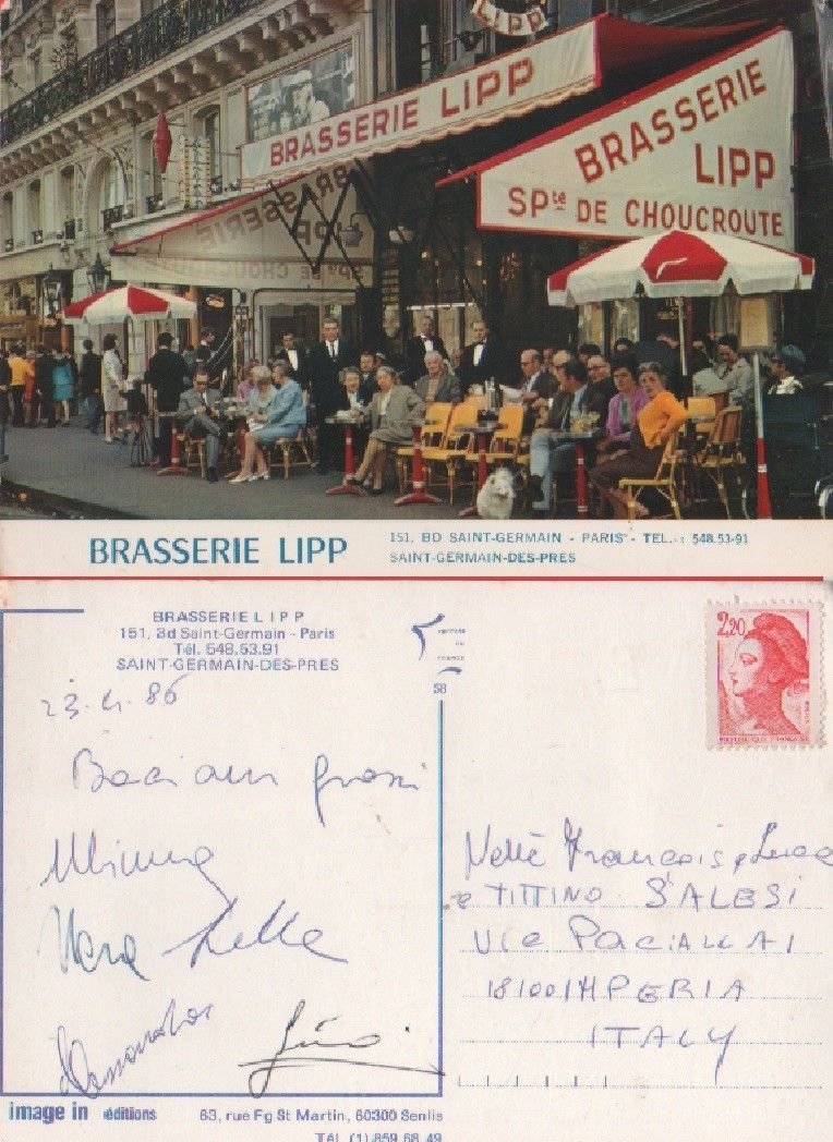 Brasserie Lipp. Parigi. Viaggiata 1986