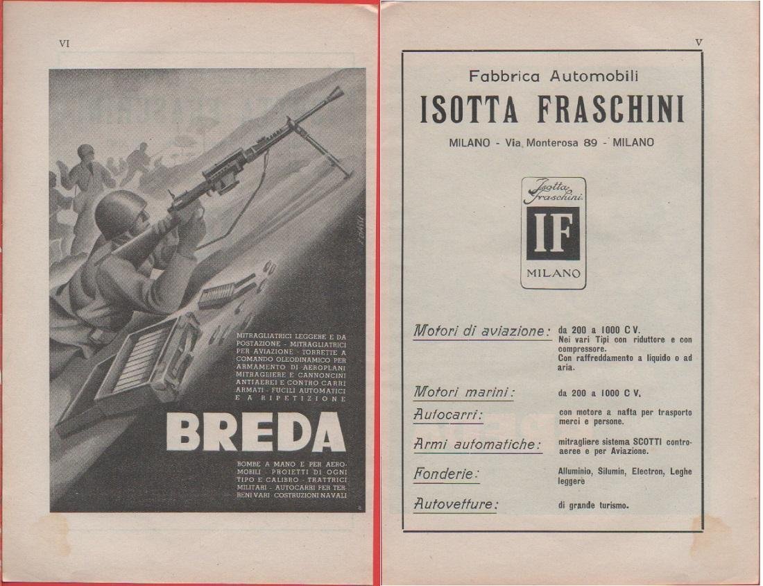 Breda / Isotta Fraschini. Doppia pagina - Pubblicita 1936