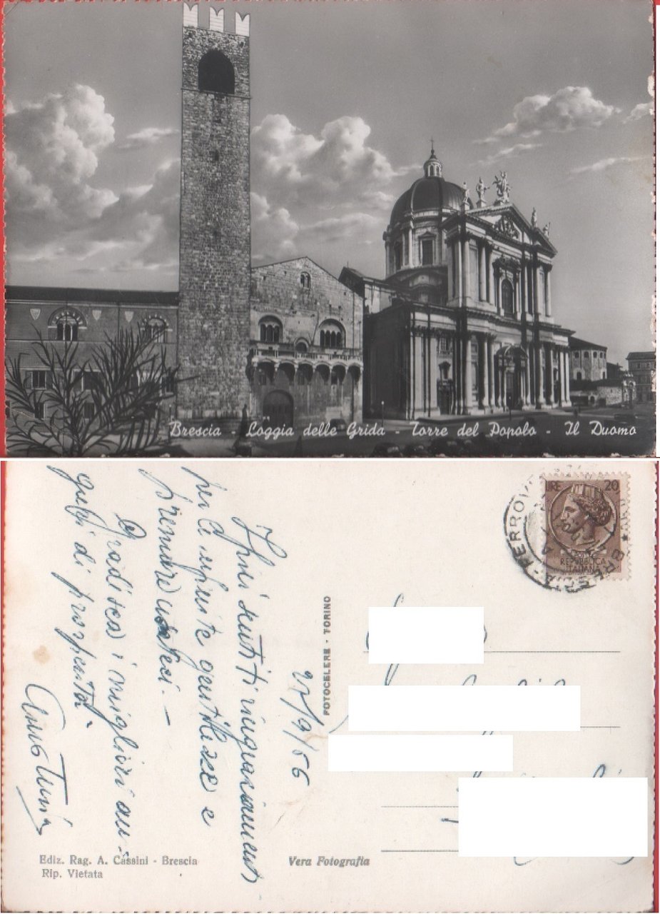Brescia. Loggia delle Grida. Torre del Popolo. Il Duomo. Viaggiata …