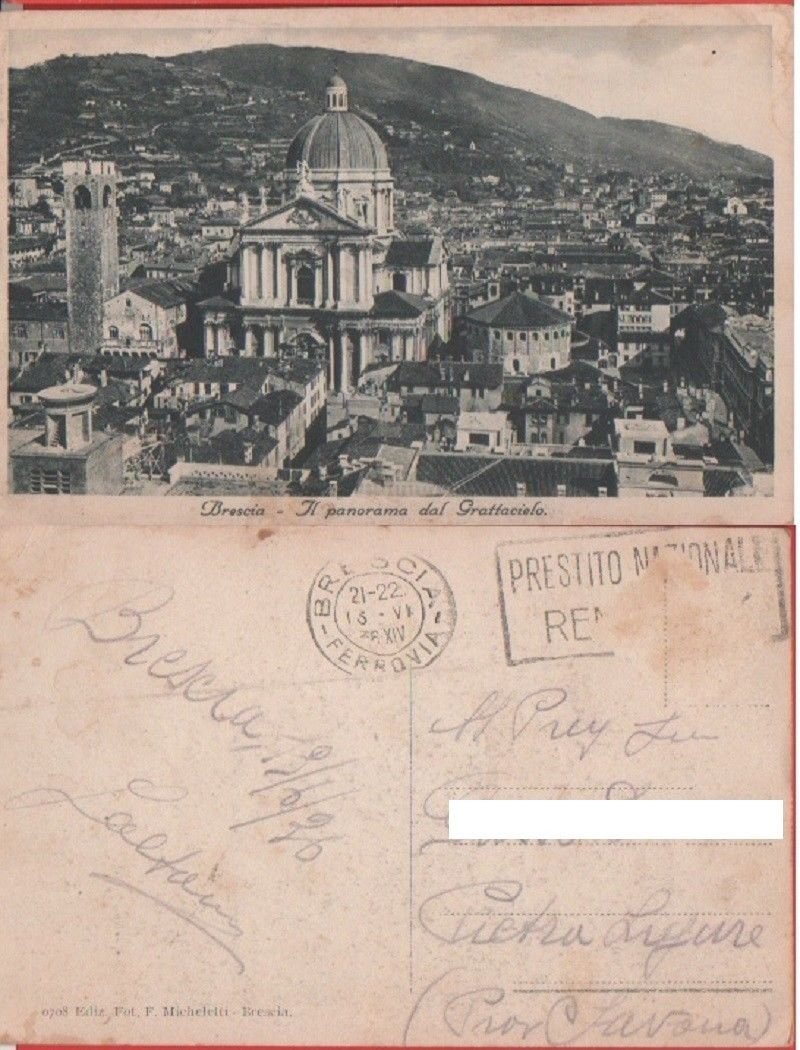 Brescia. Panorama dal Grattacielo. Viaggiata 1936