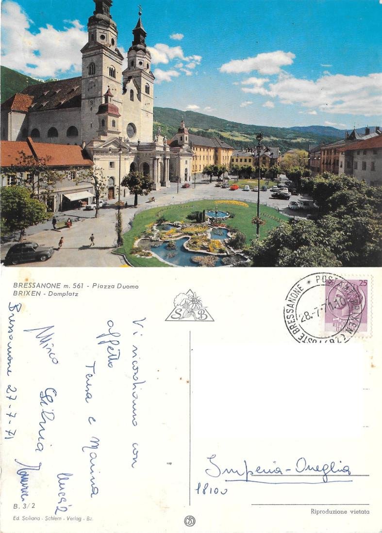 Bressanone. Piazza Duomo. Viaggiata 1971