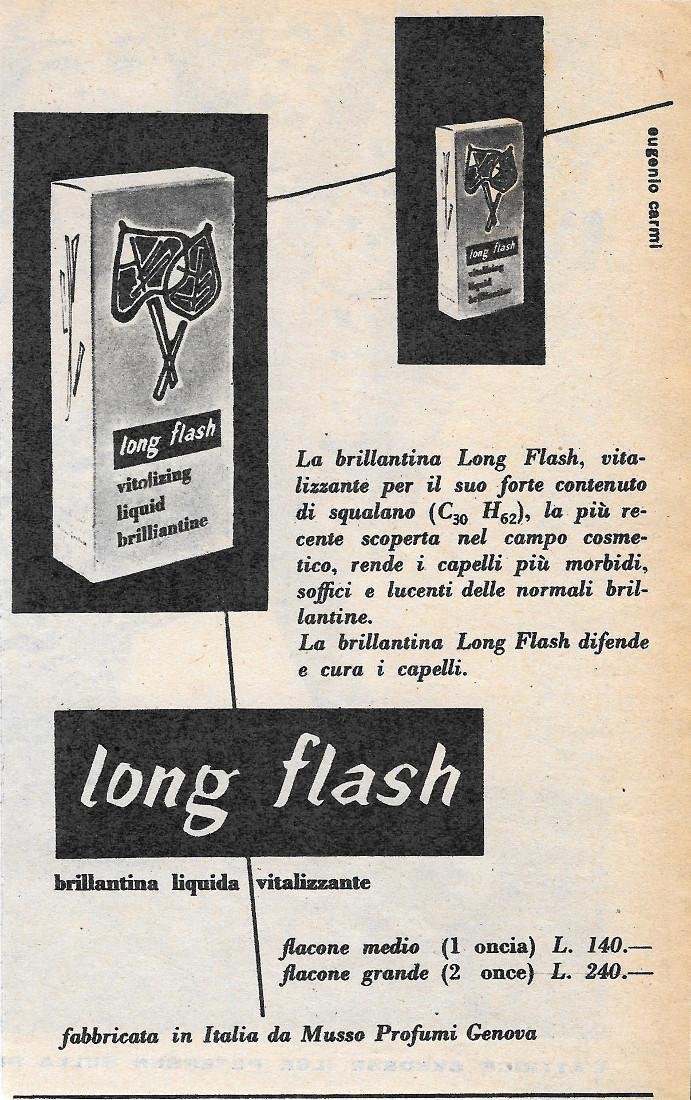 Brillantina Long Flash. Advertising 1956