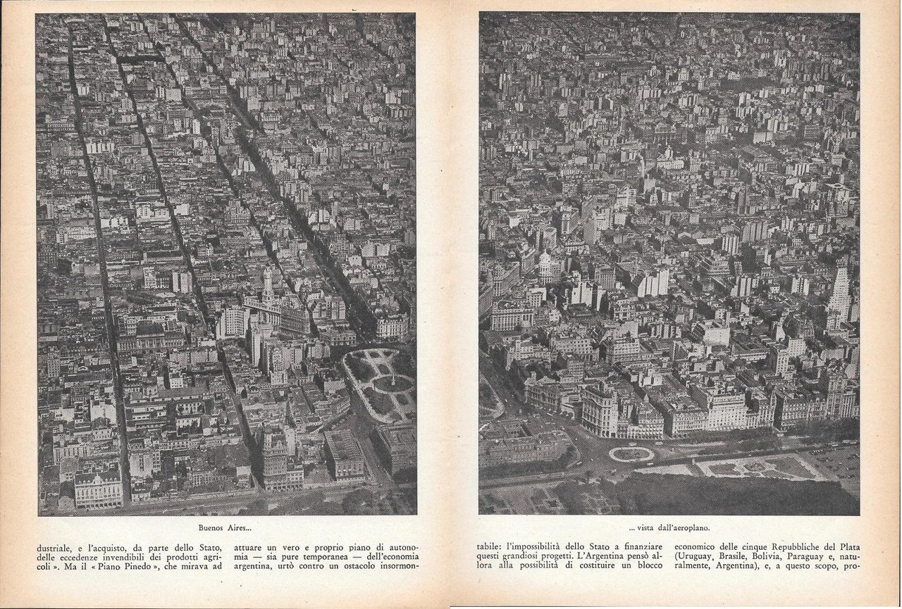 Buenos Aires vista dall'aeroplano. Doppia pagina. Stampa 1934