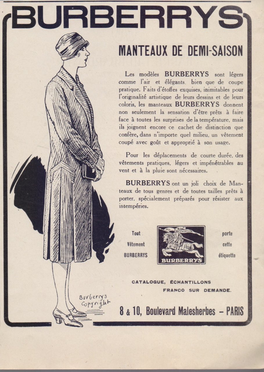Burberrys manteaux de semi-season. Advertising 1926