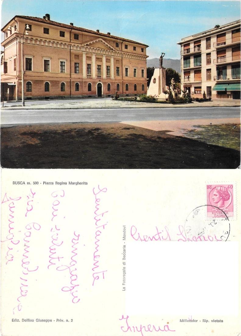Busca (CN). Piazza Regina Margherita. Viaggiata
