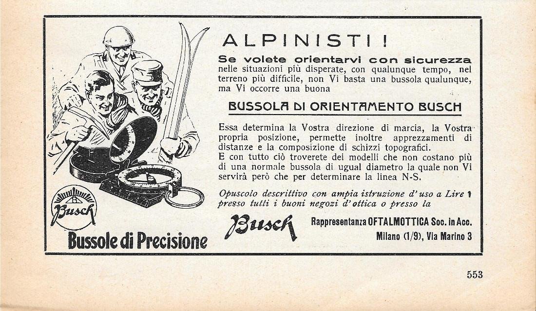 Bussola di orientamento Busch. Advertising 1935