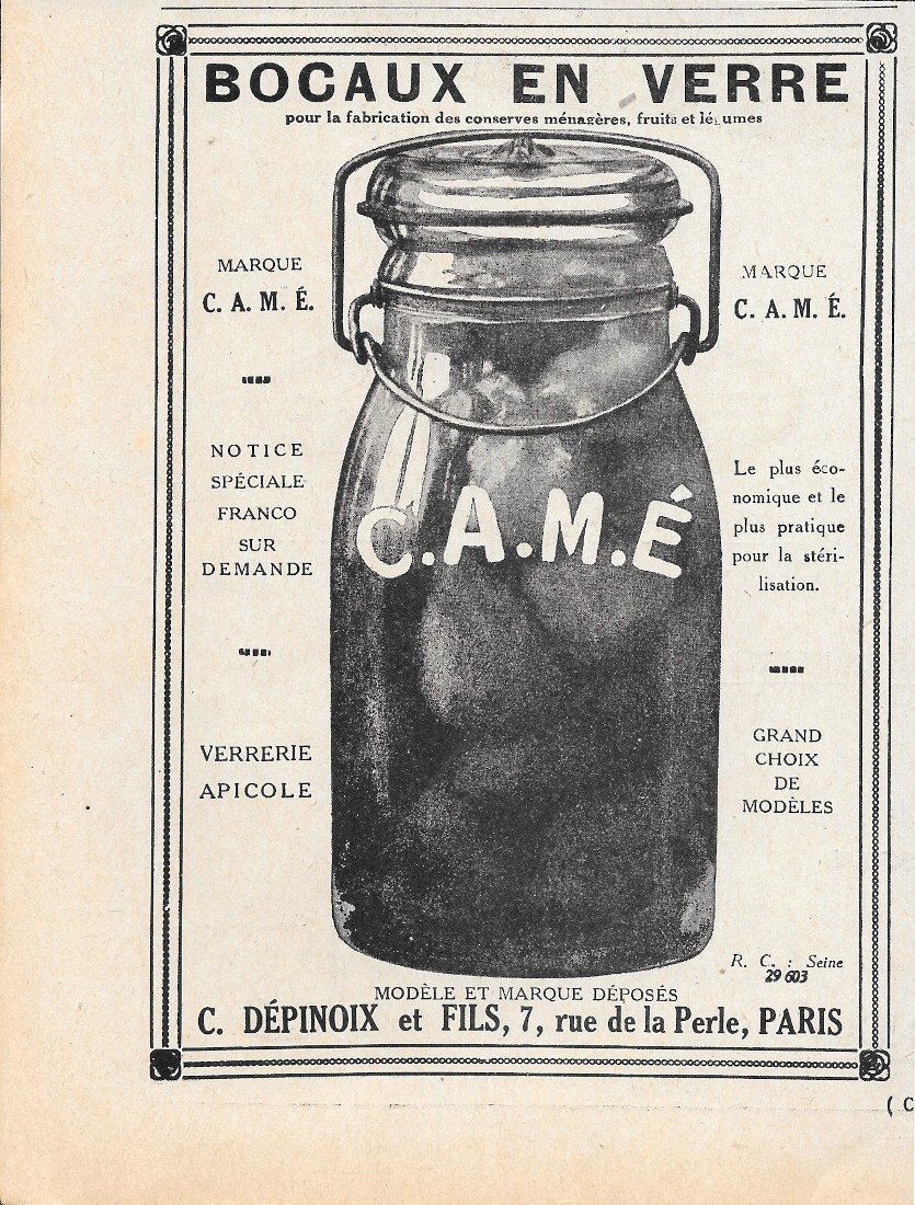 C.A.M.É bocaux en verre - Advertising 1924