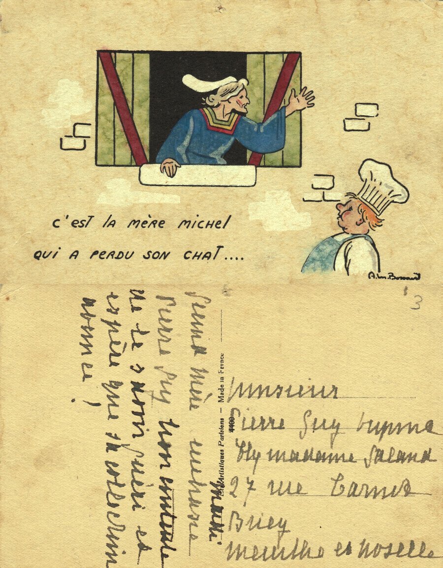 c'est la mere Michel qui a perdu son chat.... Scritta …