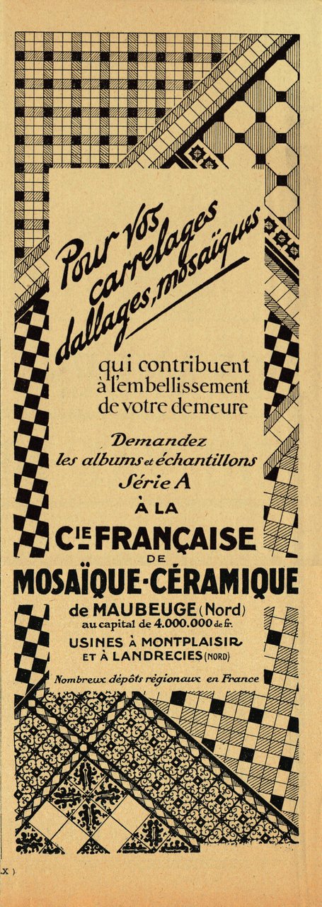 C.ie Francaise de Mosaique-Ceramique. Advertising 1927