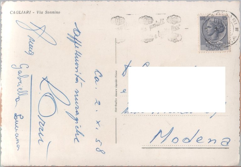 Cagliari. Via Sonnino. Viaggiata 1959