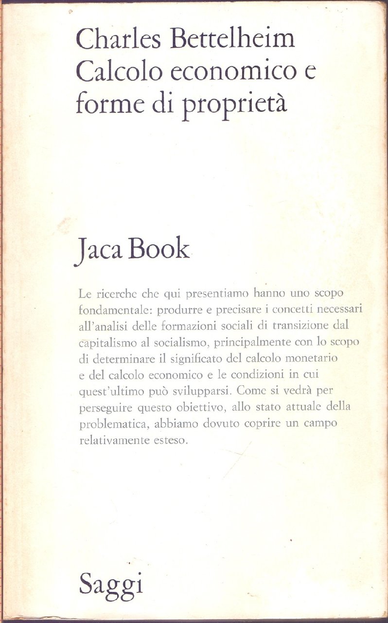 Calcolo economico e forme di proprietà- Charles Bettelheim