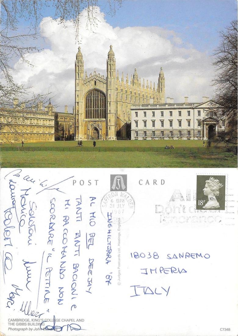 Cambridge. King's College Chapeland.The Gibbs Building. Viaggiata 1987
