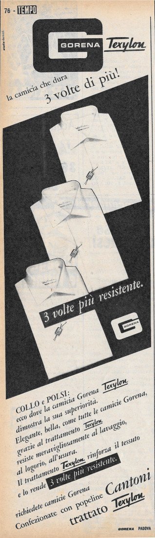 Camicie Gorena Texylon - Advertising 1956