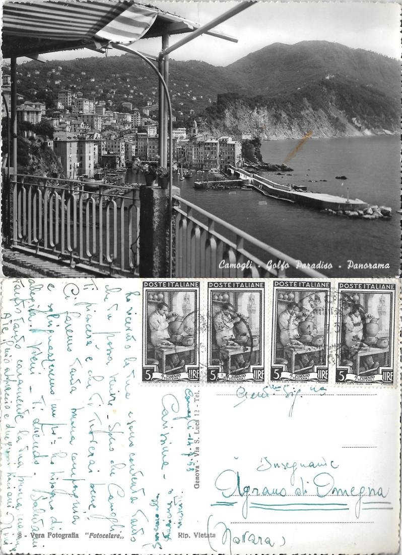 Camogli. Golfo Paradiso. Viaggiata 1953