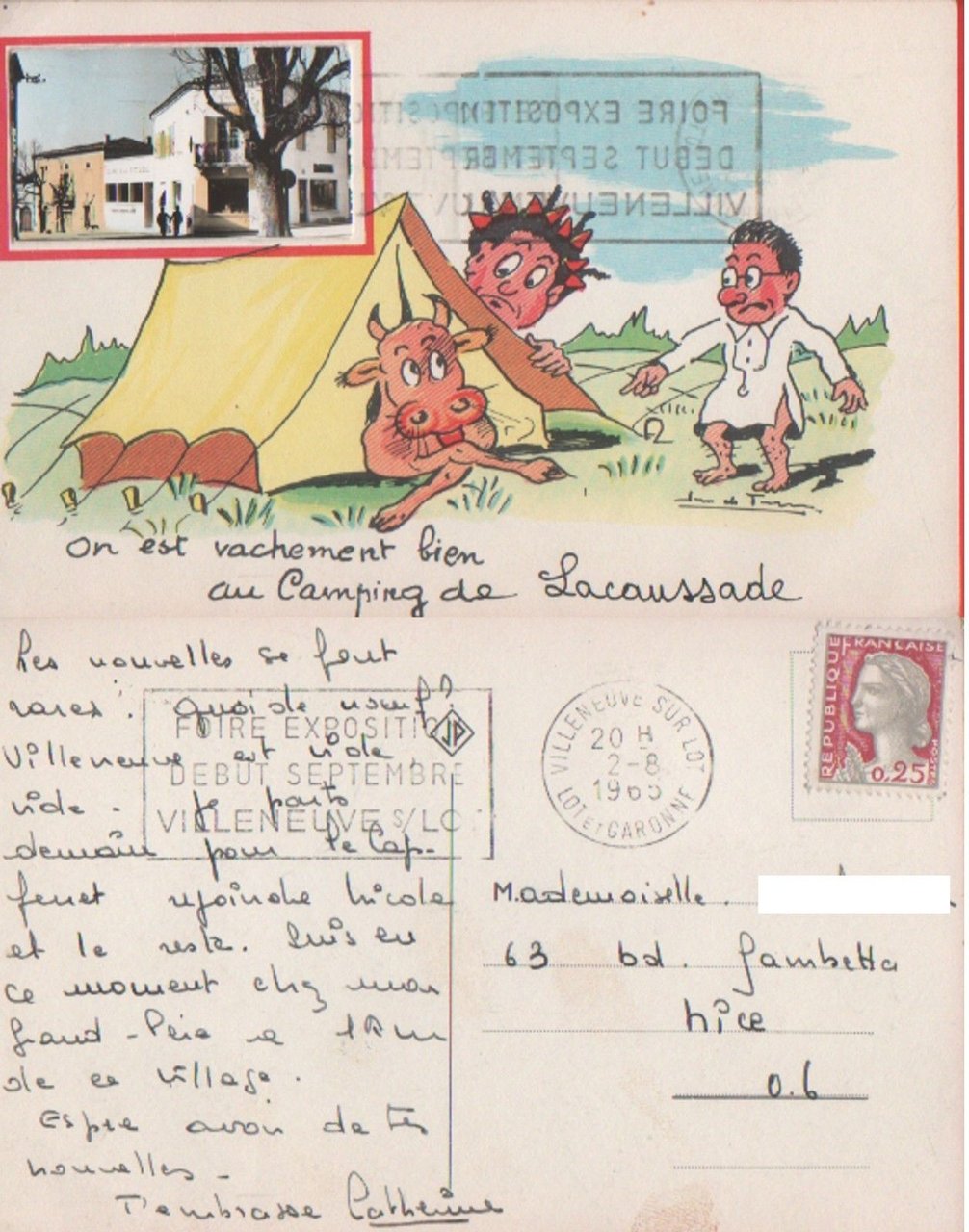 Camping La Caussade (Villeneuve sur Lot). Viaggiata 1965