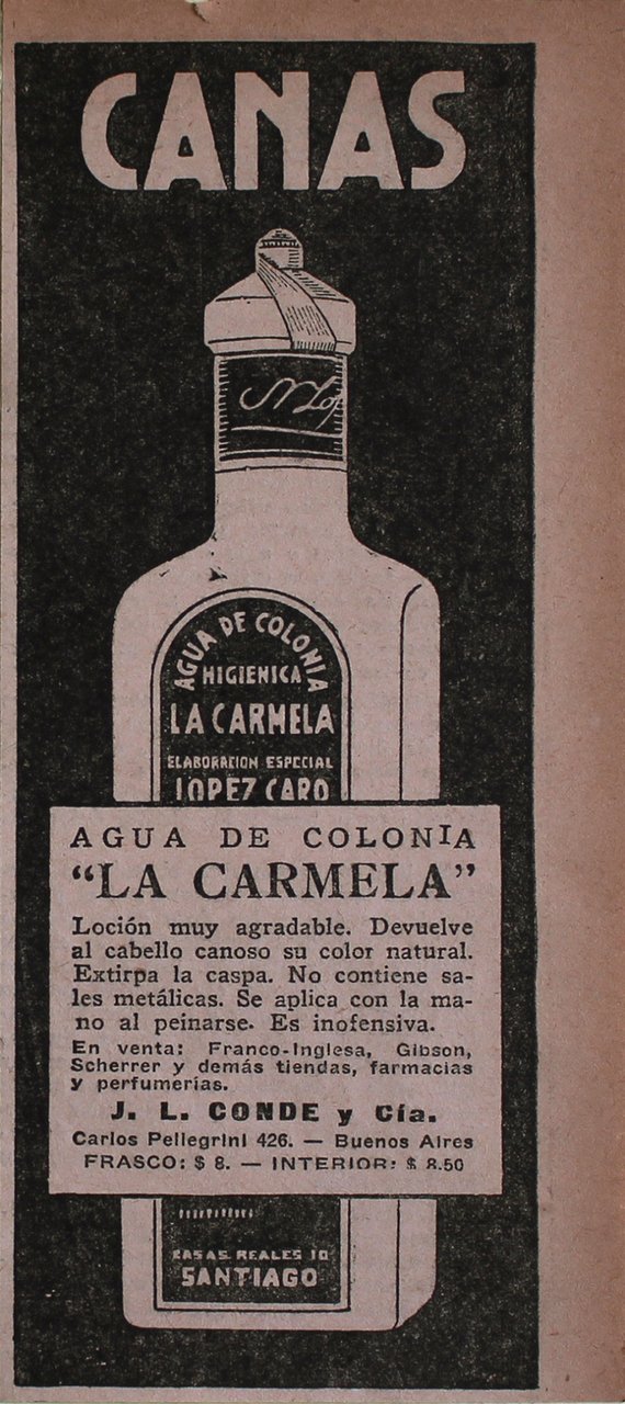 Canas. Agua de Colonia La Carmela - Advertising 1922