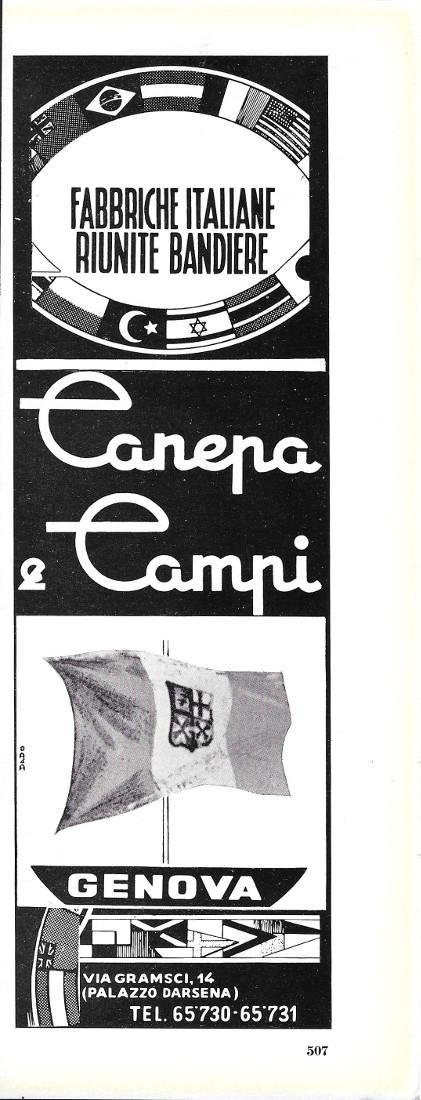 Canepa&amp;Campi. Fabbriche Italiane Riunite Bandiere. Advertising 1963