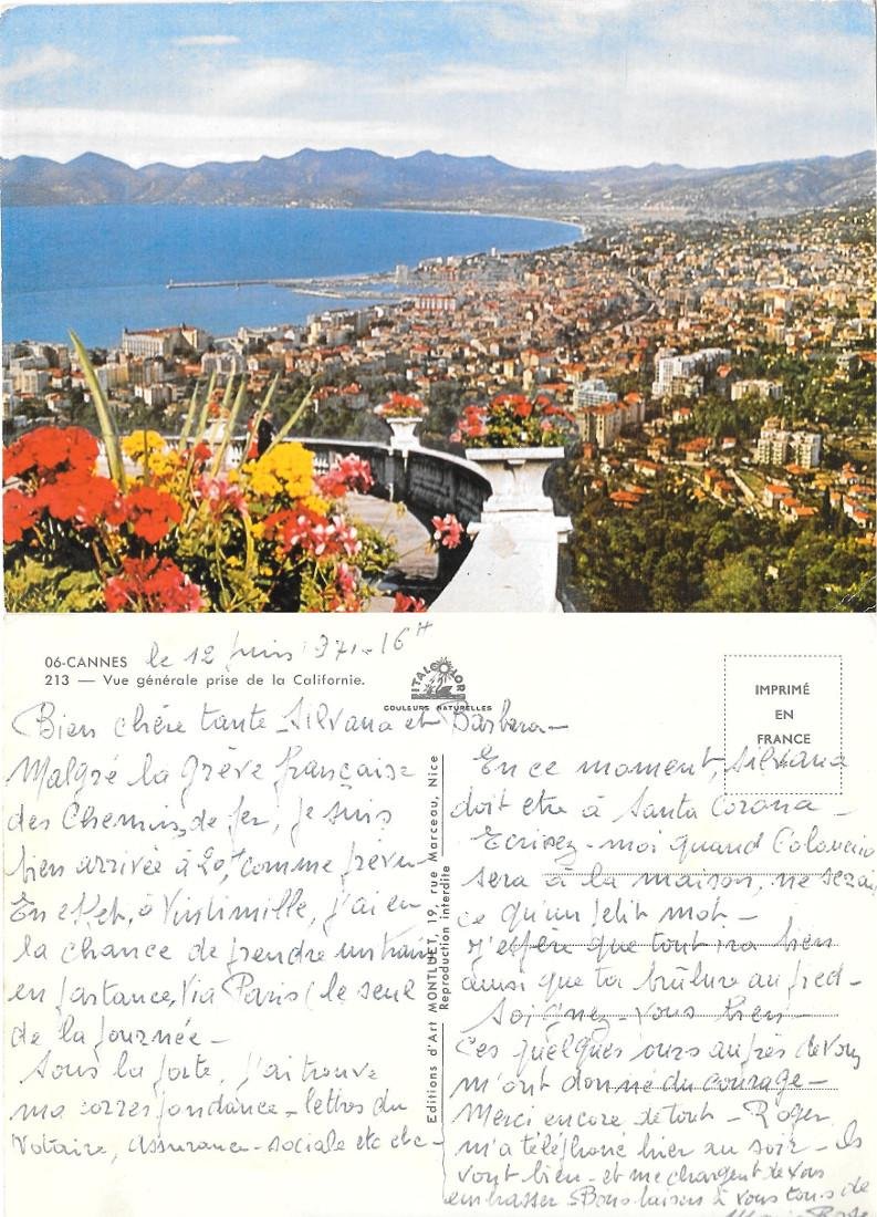 Cannes. Vue generale prise de la California. Viaggiata 1971