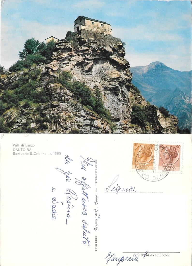 Cantoira (TO). Valli di Lanzo. Santuario S. Cristina. Viaggiata 1977