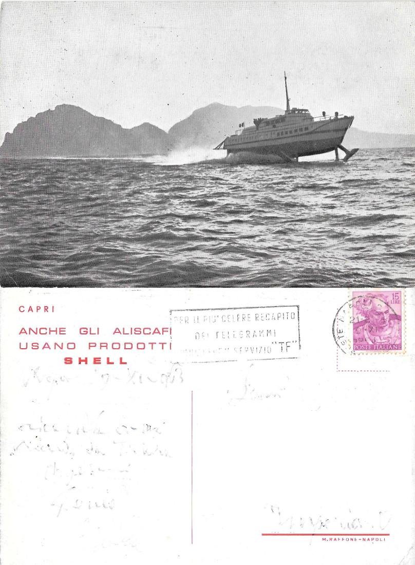 Capri. Aliscafo. Viaggiata 1963