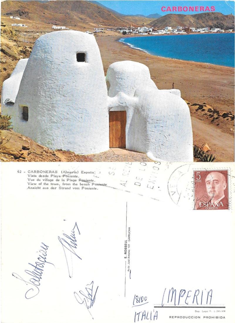 Carboneras (ESP). Vista desde Playa Ponente. Viaggiata 1978