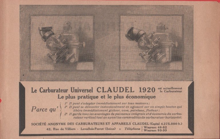 Carburateur Universer Claudel 1920 / G. Pericaud TSF - Advertising …