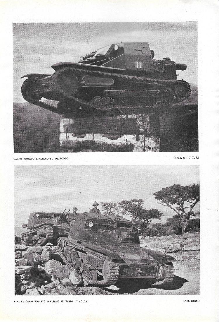 Carro italiano su ostacolo/Carro italiano al passo di Agulà/Carri tedeschi. …