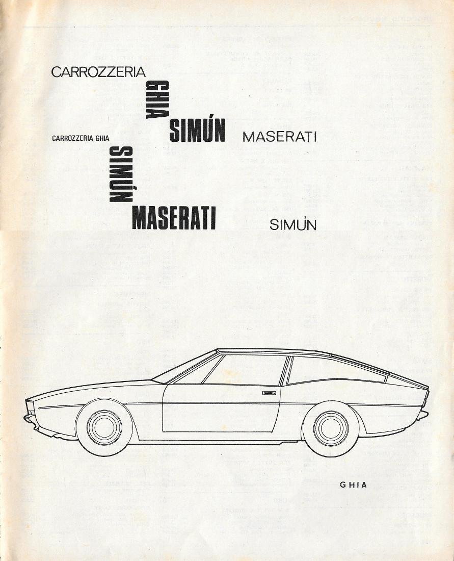 Carrozzeria Ghia, Simun Maserati. Advertising 1969