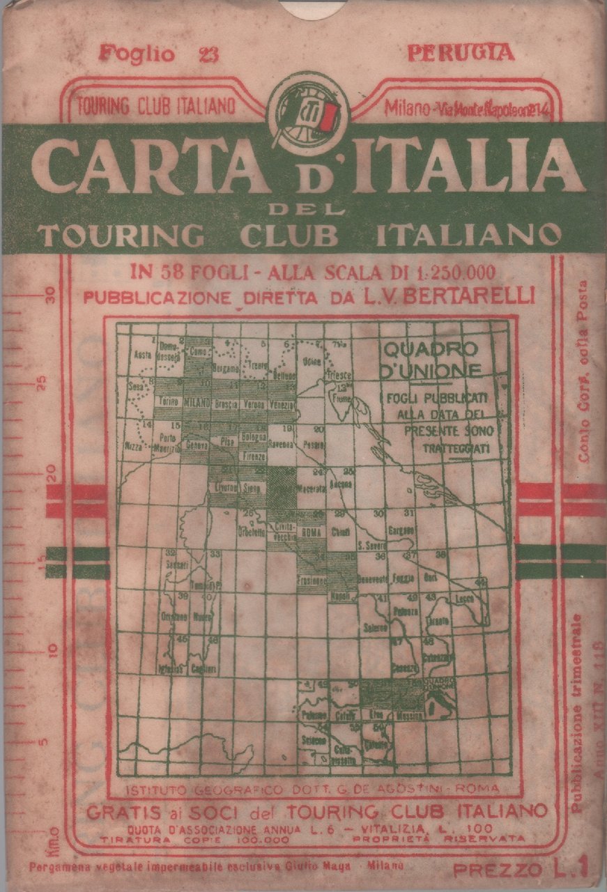 Carta d'Italia del Touring Club Italiano - Foglio 23 Perugia