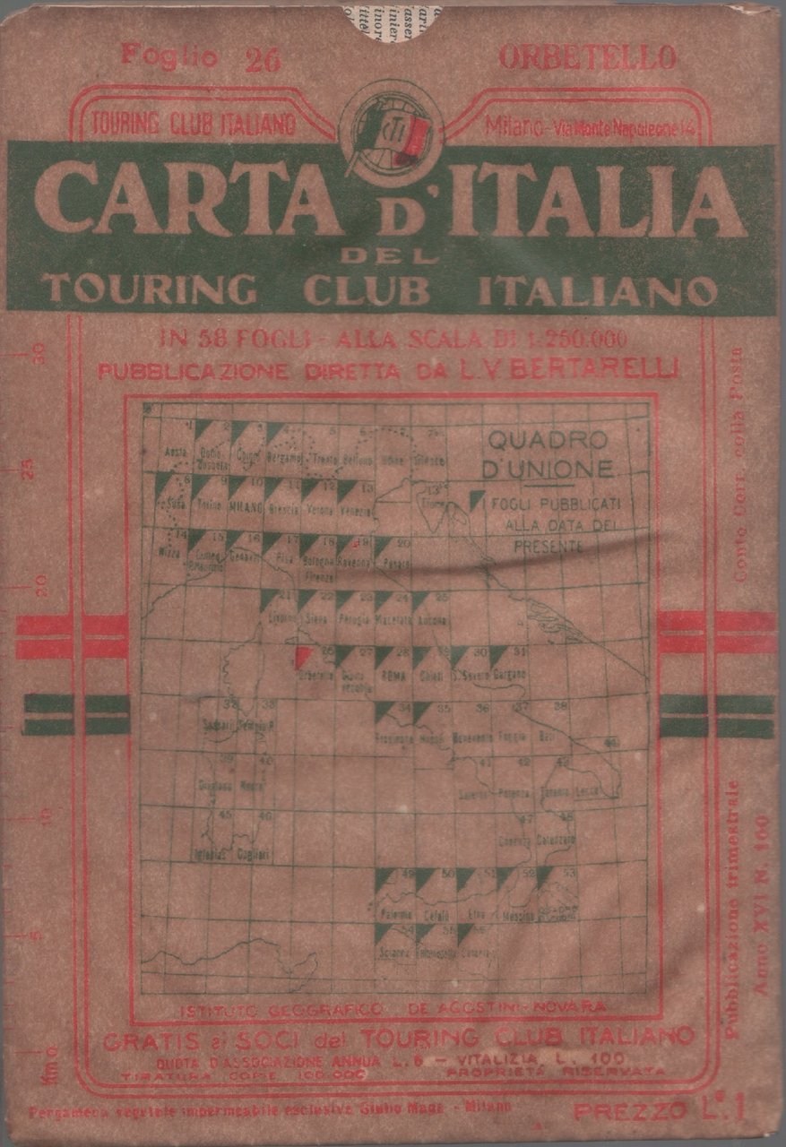 Carta d'Italia del Touring Club Italiano - Foglio 26 Orbetello | Immagine principale