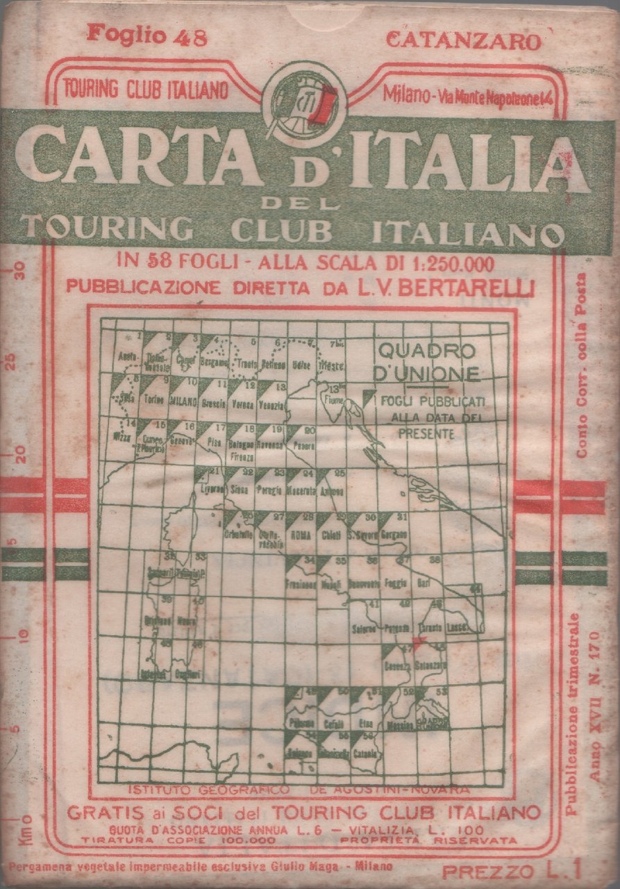 Carta d'Italia del Touring Club Italiano - Foglio 48 Catanzaro | Immagine principale